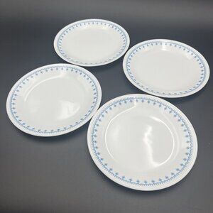 4 Corelle Snowflake Blue Garland Salad Lunch Plates 8 1/2" Corning